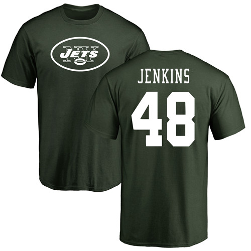 New York Jets Men Green Jordan Jenkins Name and Number Logo NFL Football #48 T Shirt->new york jets->NFL Jersey
